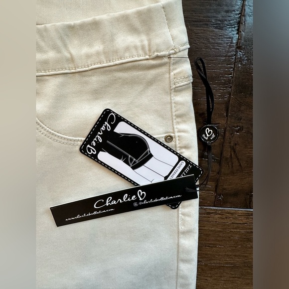 CHARLIE B Women's Off-White Skinny Jeans with Tie Leg- size 14 - Picture 4 of 7